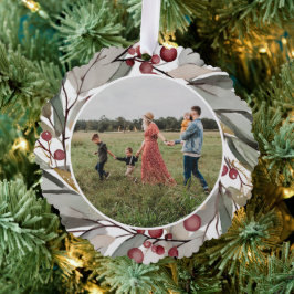 Moderne Waterverf Floral Christmas Foto Ornament Kaart