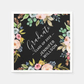 Moderne Waterverf Floral Class of Graduation Party Servet (Voorkant)