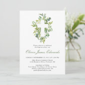 Moderne Waterverf Floral Cross Sage Green Baptisme Kaart (Staand voorkant)