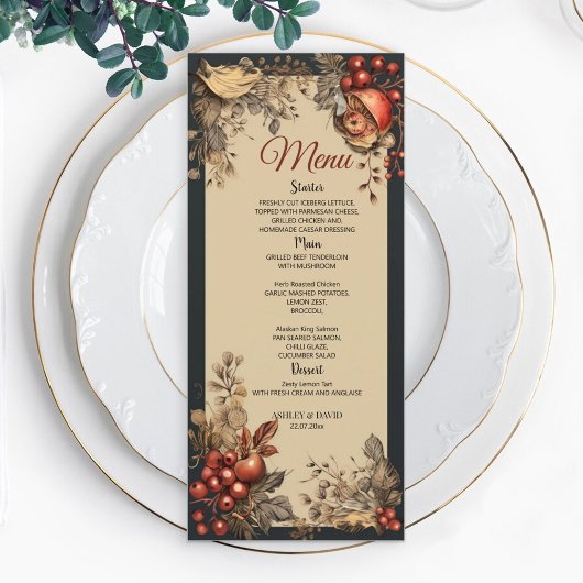 Moderne Waterverf Floral Elegant Bruiloft Menu