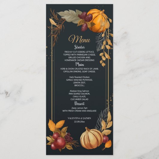 Moderne Waterverf Floral Elegant Bruiloft Menu (Voorkant)