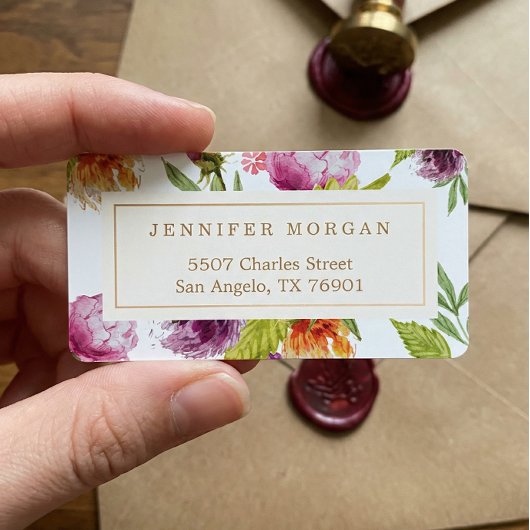 Moderne Waterverf Floral Elegant Decor Etiket