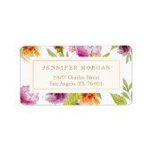 Moderne Waterverf Floral Elegant Decor Etiket (Voorkant)