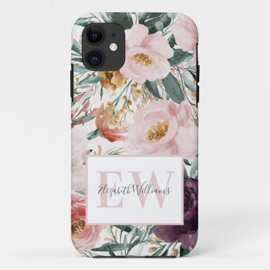 Moderne waterverf floral elegant script Case-Mate iPhone case (Achterkant)
