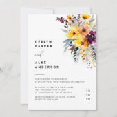 Moderne Waterverf Floral Fall Wedding Kaart (Voorkant)