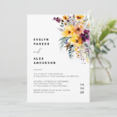 Moderne Waterverf Floral Fall Wedding Kaart (Staand voorkant)