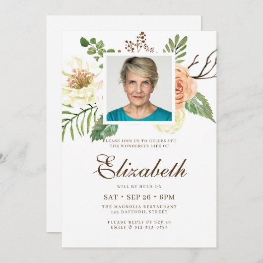 Moderne Waterverf - Floral fotografering van het l Kaart (Voorkant / Achterkant)