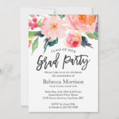 Moderne Waterverf Floral Graduation Party Kaart (Voorkant)