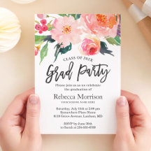 Moderne Waterverf Floral Graduation Party
