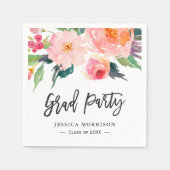 Moderne Waterverf Floral Graduation Party Servet (Voorkant)