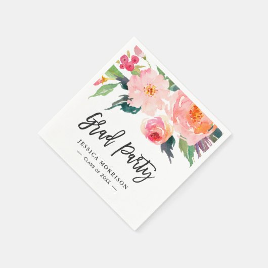 Moderne Waterverf Floral Graduation Party Servet (Hoek)