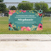 Moderne Waterverf Floral Graduation Party Spandoek (Insitu)