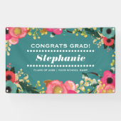 Moderne Waterverf Floral Graduation Party Spandoek (Horizontaal)