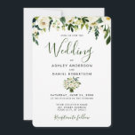 Moderne Waterverf Floral Green Wedding Invitation Kaart<br><div class="desc">Moderne Waterverf Floral Green and White Wedding Invitation Kaart</div>
