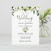 Moderne Waterverf Floral Green Wedding Invite Kaart (Staand voorkant)