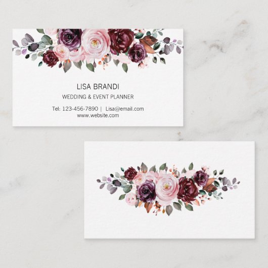 Moderne Waterverf Floral Greenery Visitekaartje (Voorkant / Achterkant)