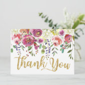 Moderne Waterverf Floral Hartelijk dank Bedankkaart (Staand voorkant)