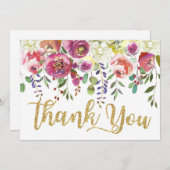 Moderne Waterverf Floral Hartelijk dank Bedankkaart (Voorkant / Achterkant)
