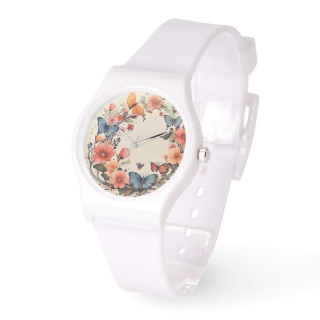 Moderne Waterverf Floral Horloge (Hoek)