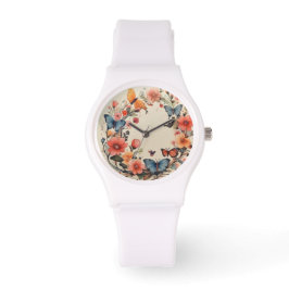 Moderne Waterverf Floral Horloge