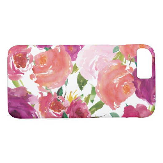 Moderne Waterverf Floral iPhone 7 Hoesje (Achterkant (Horizontaal))