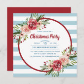 Moderne Waterverf Floral kerstfeest Kaart (Voorkant / Achterkant)