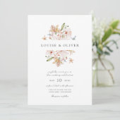 Moderne Waterverf Floral Lilies Wedding Kaart (Staand voorkant)