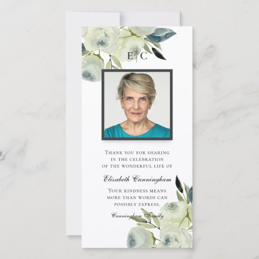 Moderne Waterverf "Floral Memorial" Bedankkaart (Voorkant)