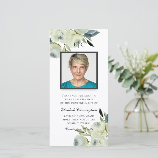 Moderne Waterverf "Floral Memorial" Bedankkaart (Staand voorkant)