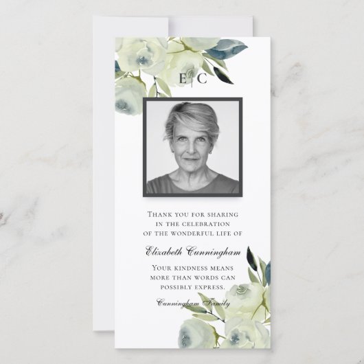 Moderne Waterverf "Floral Memorial" Bedankkaart (Voorkant)