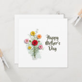 Moderne Waterverf Floral Moederdag op maat Kaart (Voorkant / Achterkant in situ)