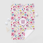 Moderne Waterverf Floral Monogram Golfhanddoek (Insitu)
