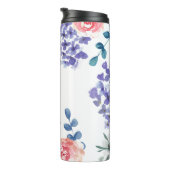 Moderne Waterverf Floral Monogram Thermosbeker (Geroteerd rechts)