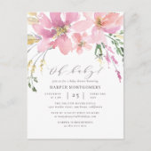 Moderne Waterverf Floral Oh Baby Baby Girl Shower Uitnodiging Briefkaart (Voorkant)