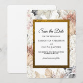 Moderne Waterverf Floral Orchid Gold Lijst Save The Date (Voorkant / Achterkant)