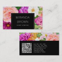 Moderne Waterverf Floral Paars roze zwarte QR-code