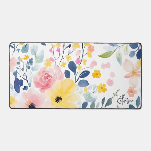 Moderne Waterverf Floral Pattern Bureaumat (Voorkant)