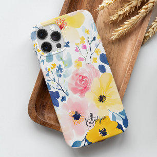 Moderne Waterverf Floral Pattern iPhone 15 Pro Max Hoesje