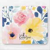 Moderne Waterverf Floral Pattern Muismat (Voorkant)