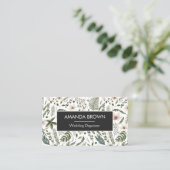 Moderne Waterverf Floral Pattern Wedding Visitekaartje (Staand voorkant)