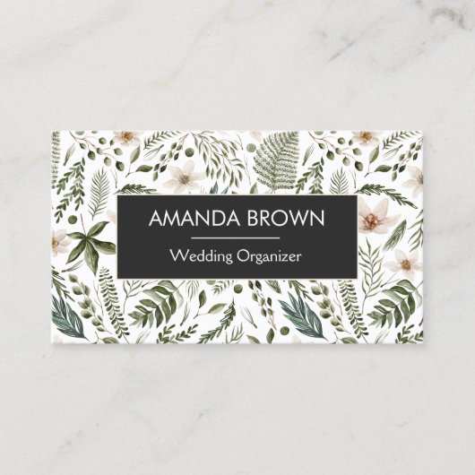 Moderne Waterverf Floral Pattern Wedding Visitekaartje (Voorkant)