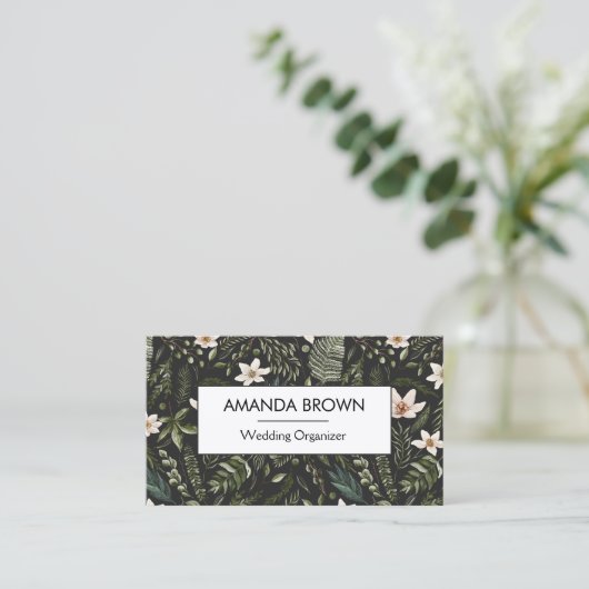 Moderne Waterverf Floral Pattern Wedding Visitekaartje (Staand voorkant)