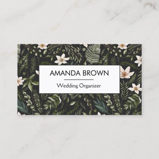 Moderne Waterverf Floral Pattern Wedding Visitekaartje (Voorkant)