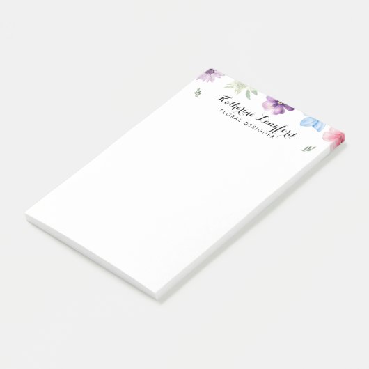 Moderne Waterverf Floral Post-it® Notes (Schuin)
