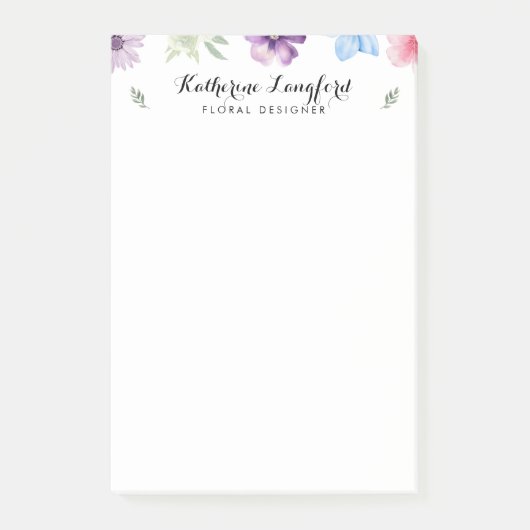 Moderne Waterverf Floral Post-it® Notes (Voorkant)
