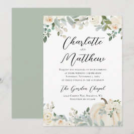 Moderne Waterverf Floral Pumpkin Wedding Kaart