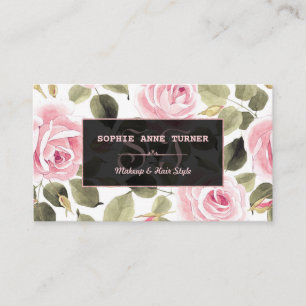 Moderne Waterverf Floral Roos Gold Makeup Artist Visitekaartje