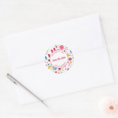 Moderne Waterverf Floral roze Paars Ronde Sticker (Envelop)