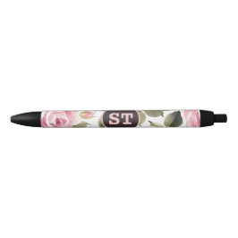 Moderne Waterverf Floral roze zwart Zwarte Inkt Pen