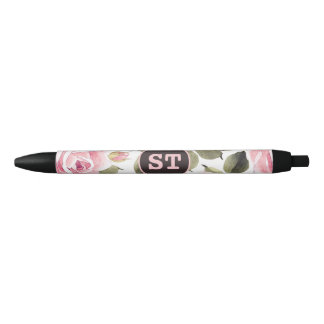 Moderne Waterverf Floral roze zwart Zwarte Inkt Pen